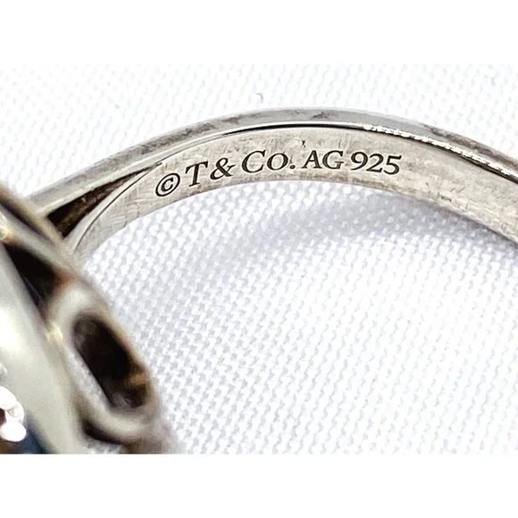 Tiffany & Co 925 Ziegfeld Pearl & Onyx Cocktail Circle Ring sz 8 - Picture 4 of 9